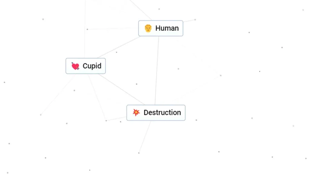 Cupidon et l'humain font l'amour avec un artisanat infini