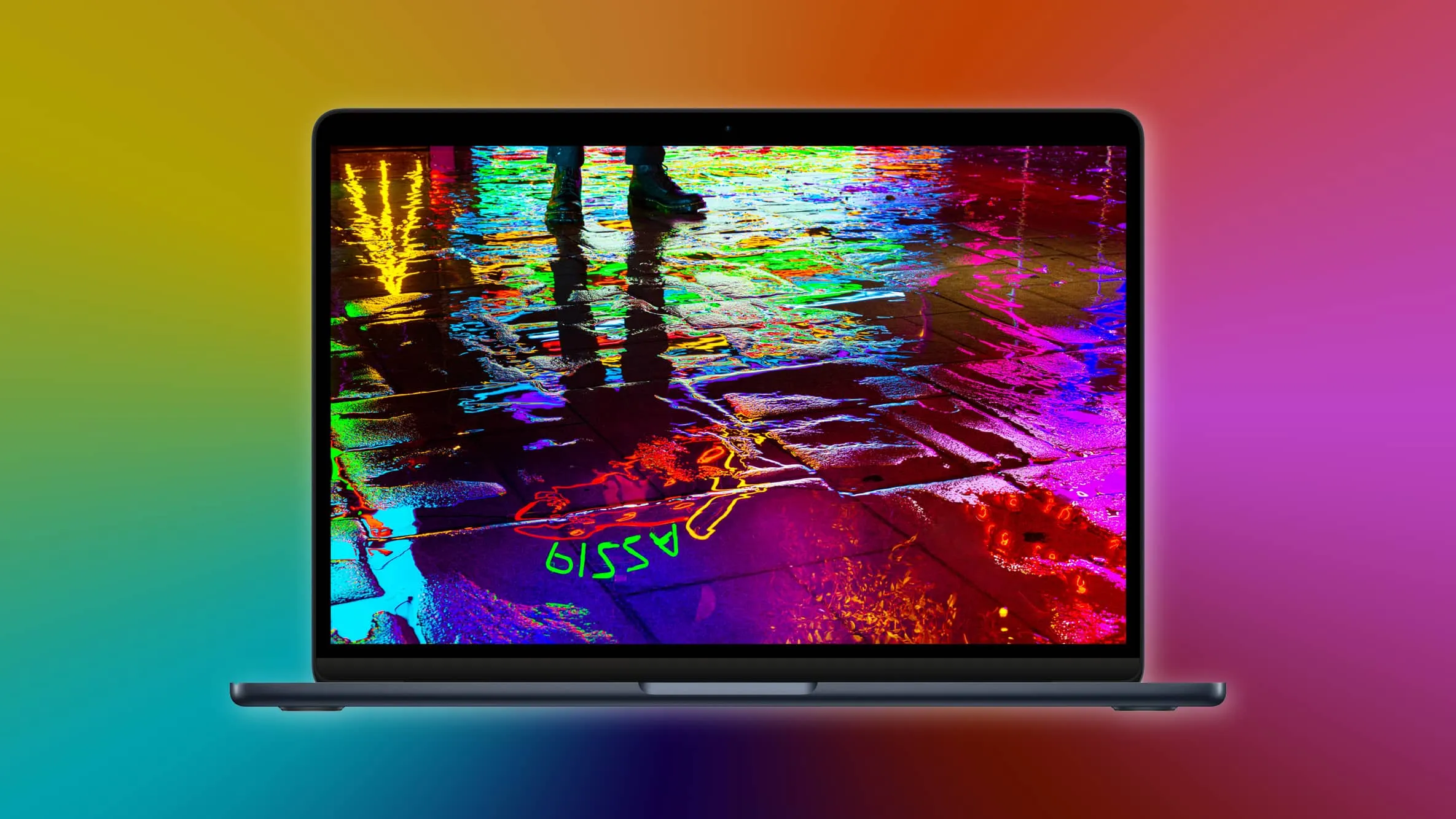 Přepracovaný notebook Apple M2 MacBook Air zobrazuje zářivě barevný obraz