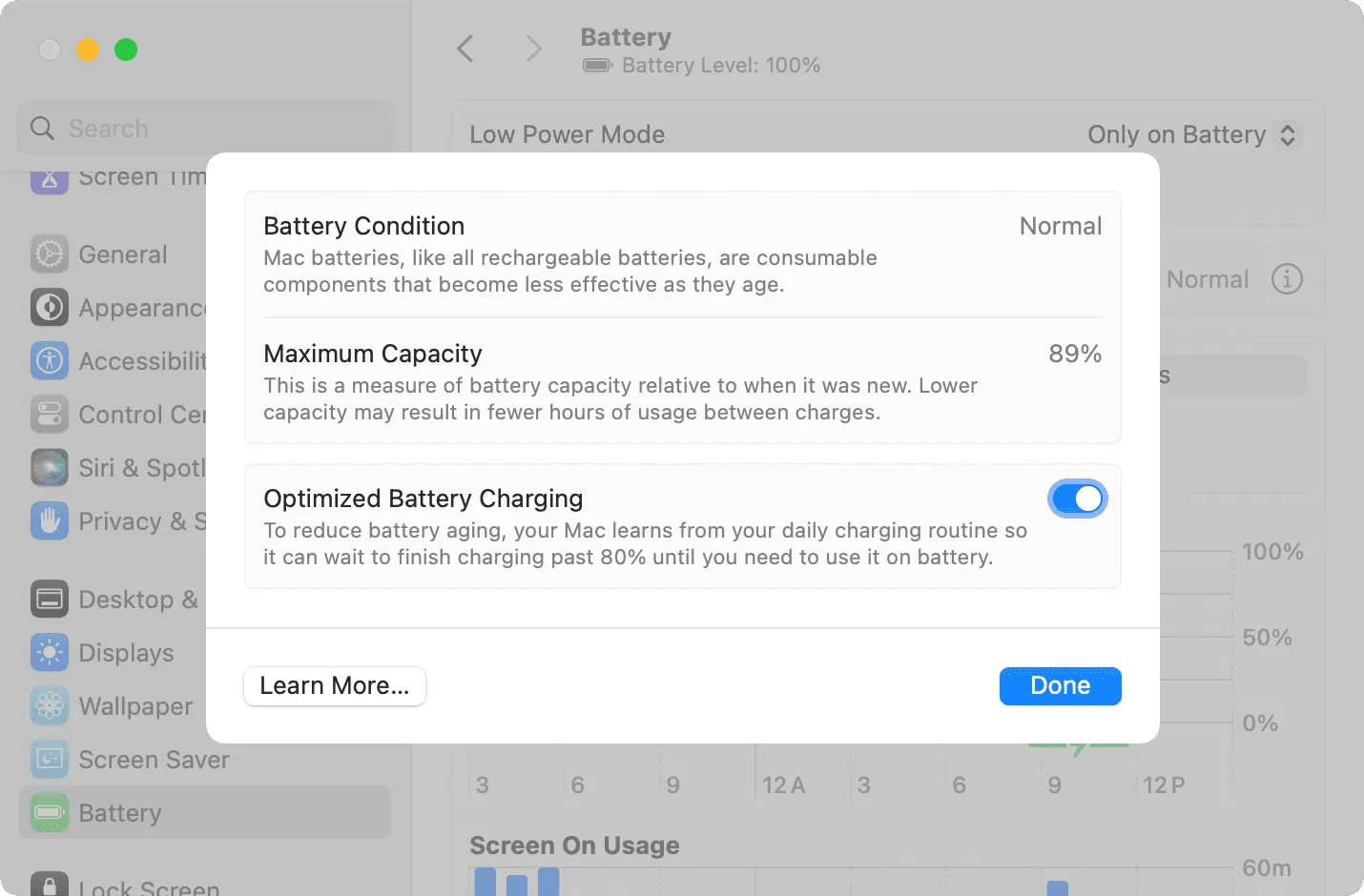 Оптимізоване заряджання акумулятора активовано на Mac