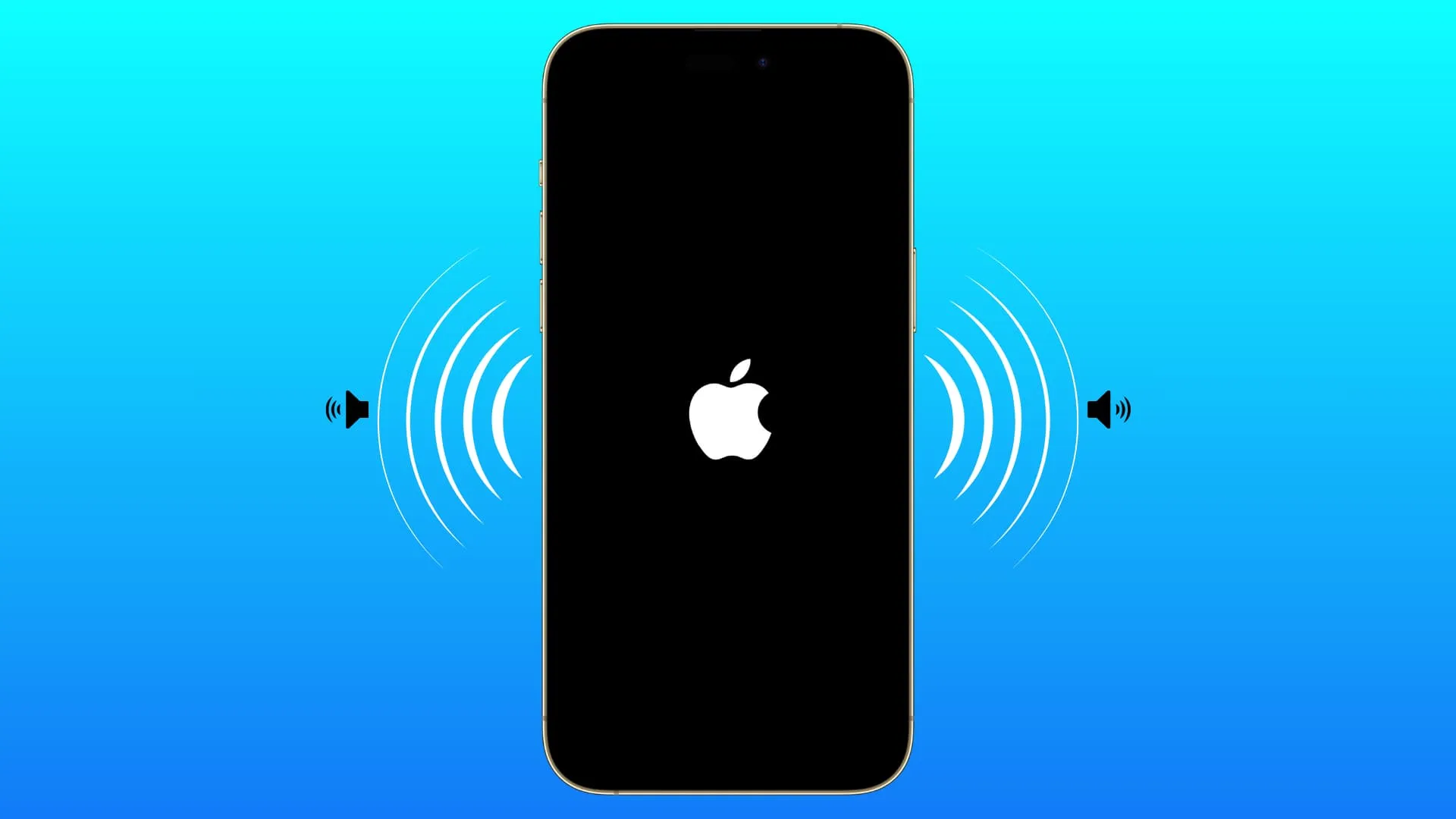 Composición que muestra el sonido del encendido del iPhone cuando está en la pantalla del logotipo de Apple